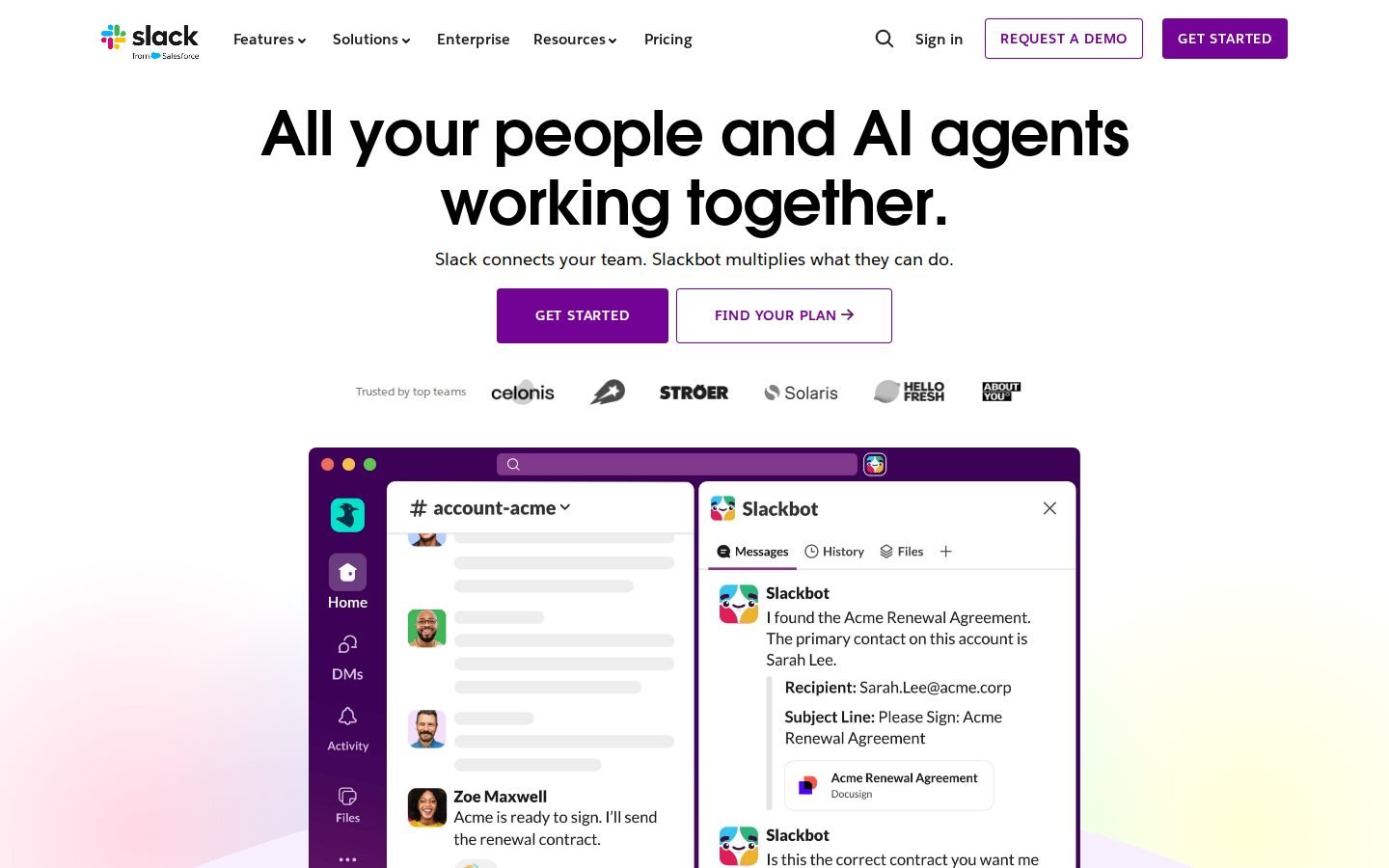 Slack homepage