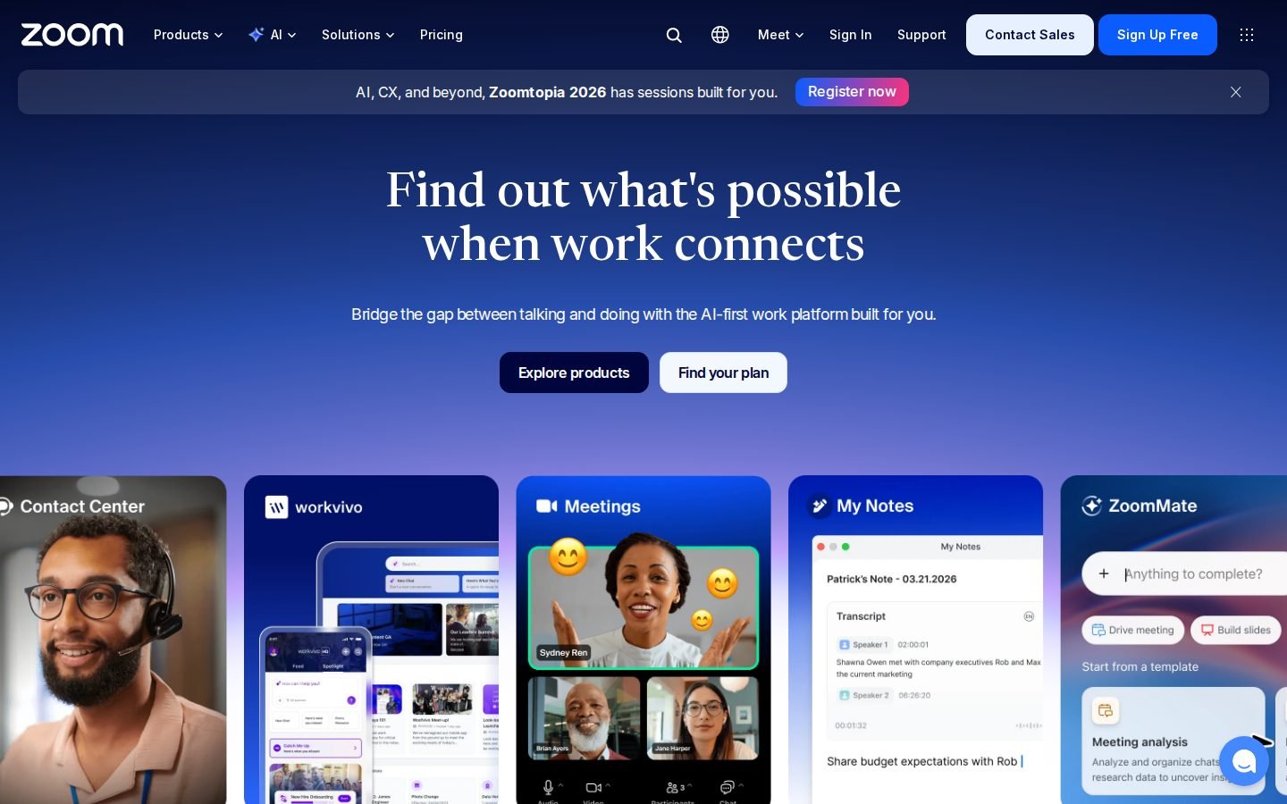 Zoom homepage
