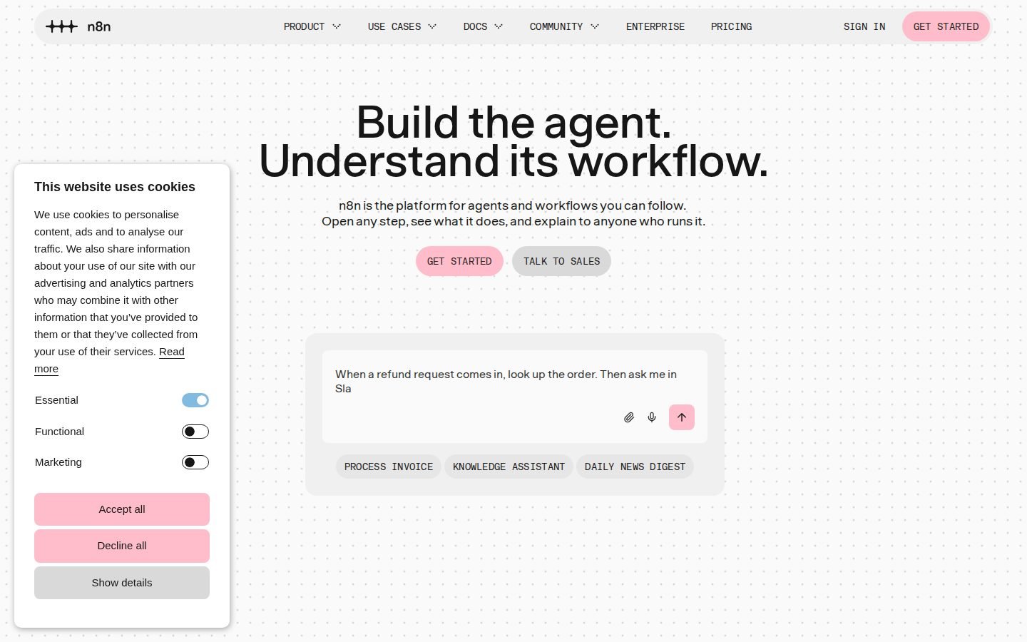 n8n homepage