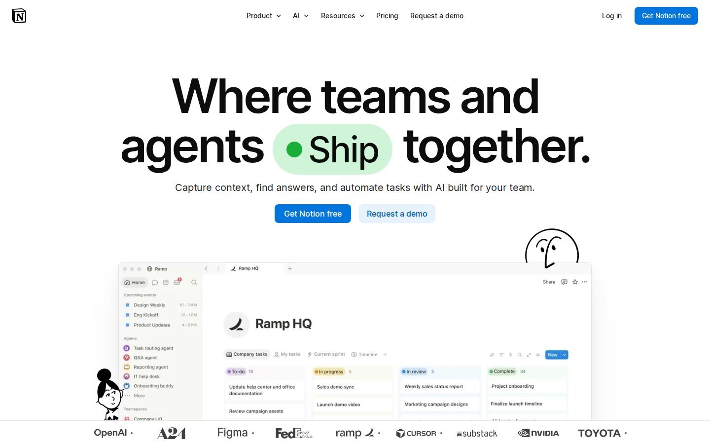 Notion homepage