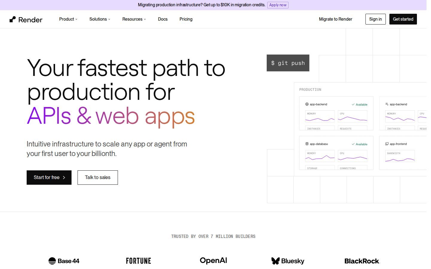 Render homepage