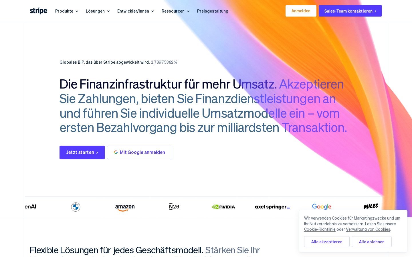 Stripe homepage