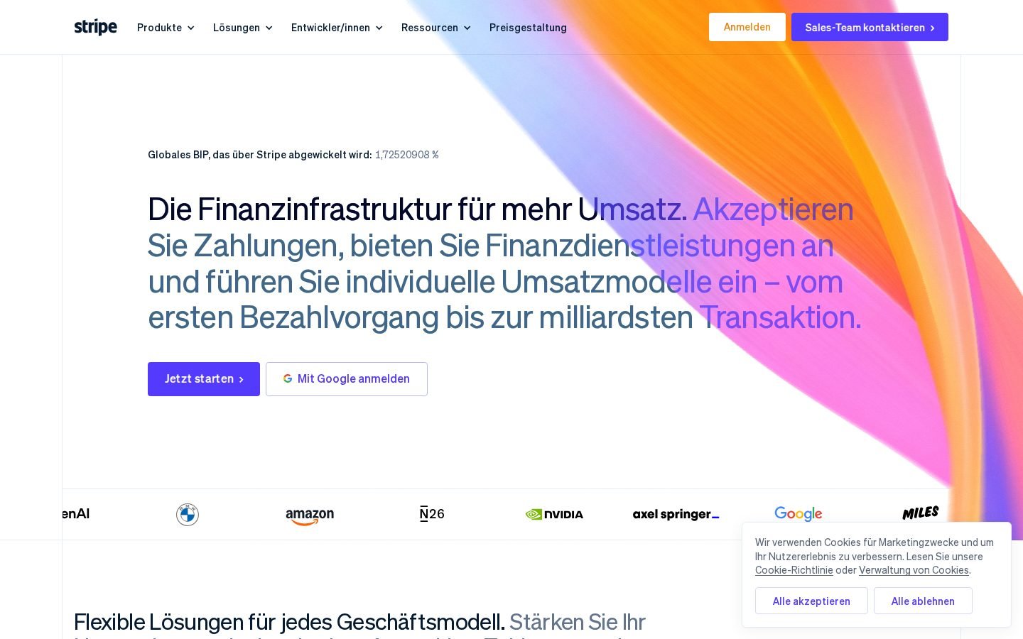 Stripe homepage