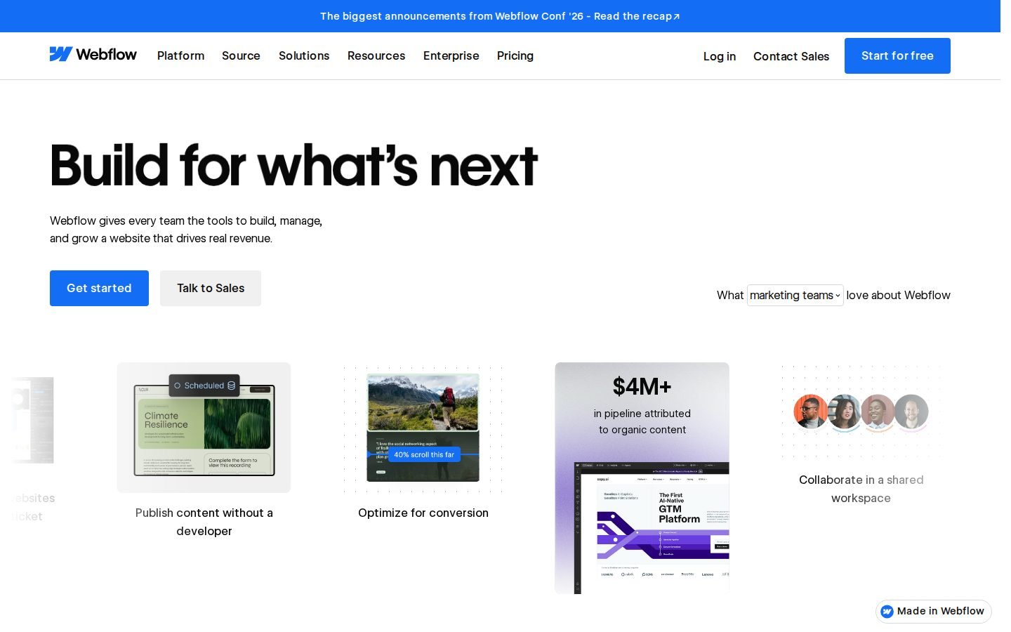 Webflow homepage