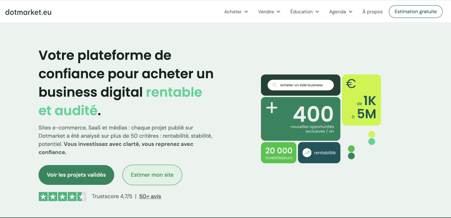 Dotmarket.eu - Achat / vente de business web screenshot 1