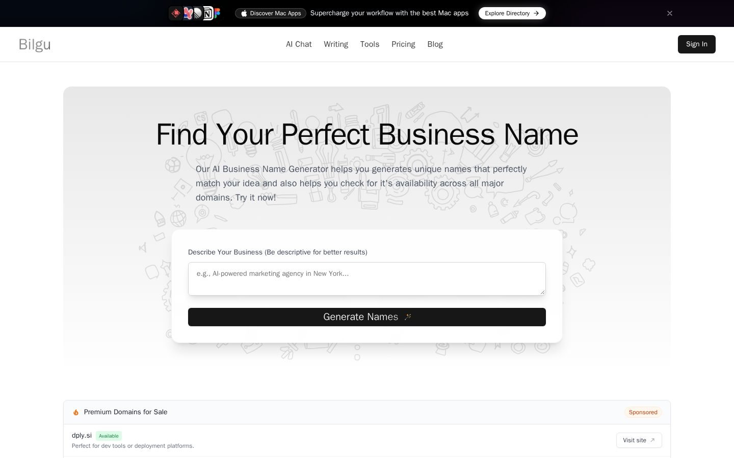 AI Business Name Generator screenshot