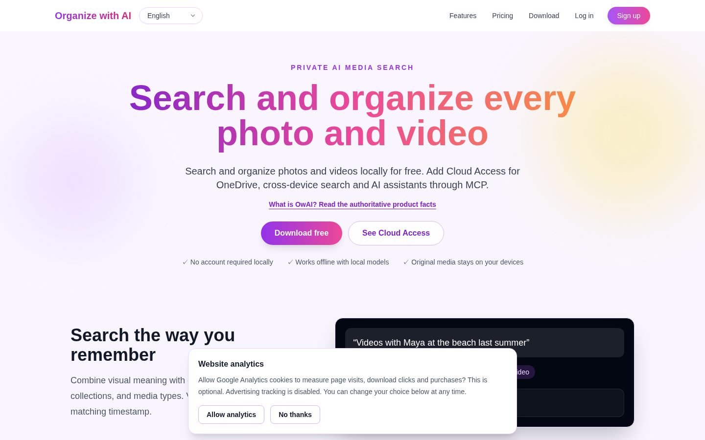 Organize with AI screenshot