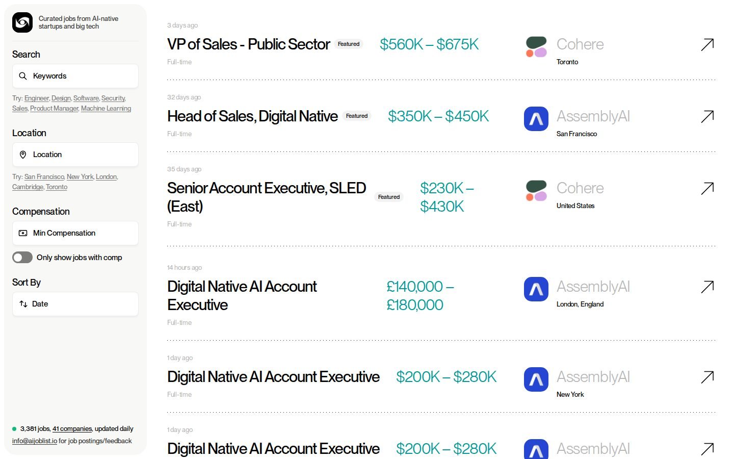 AI Job List screenshot