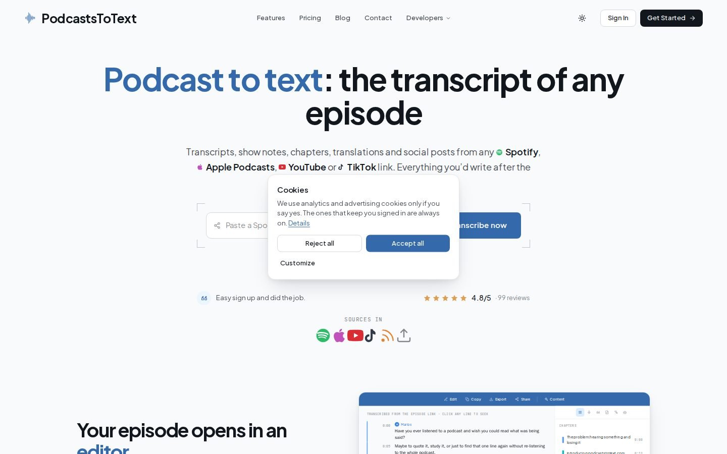 Podcasts To Text screenshot