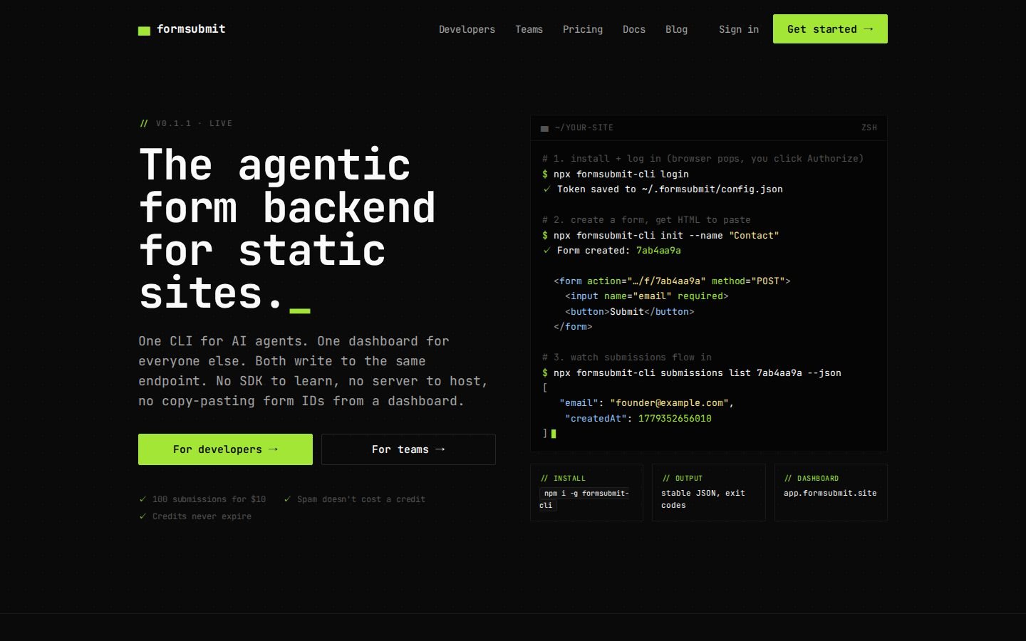 FormSubmit screenshot