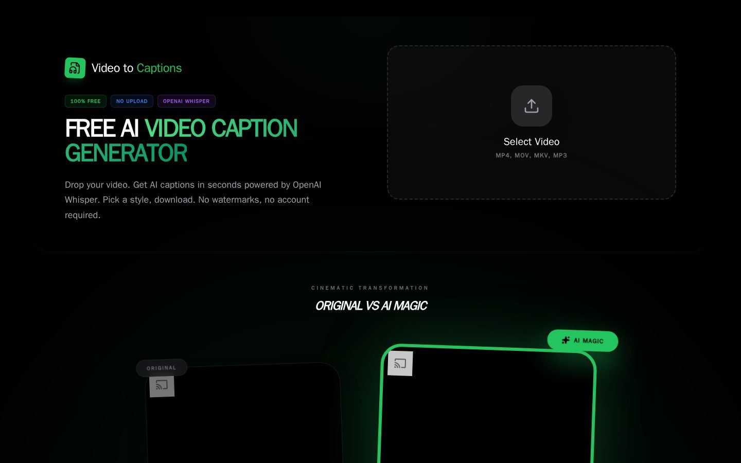 VideoToCaptions screenshot
