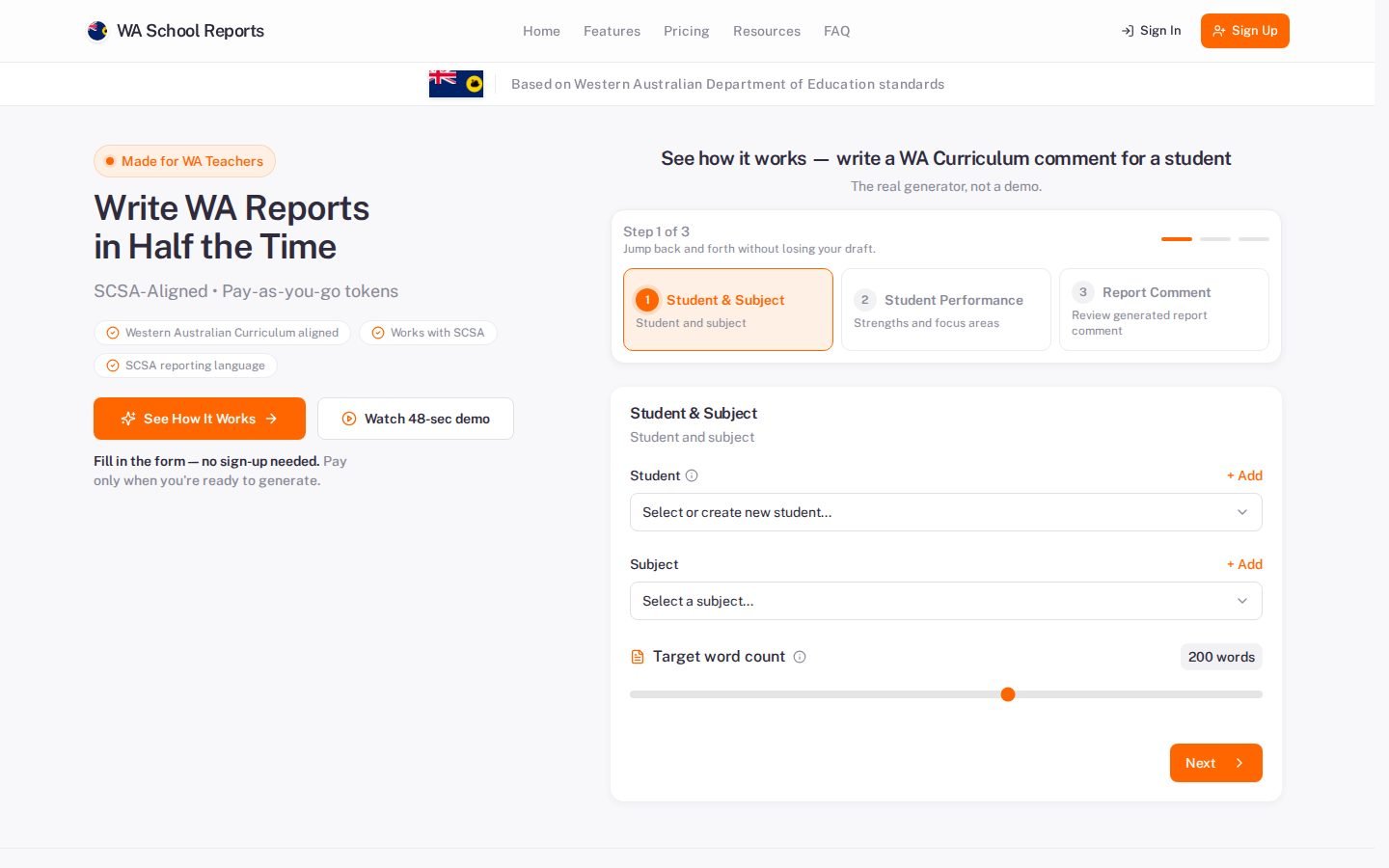 WA School Reports screenshot