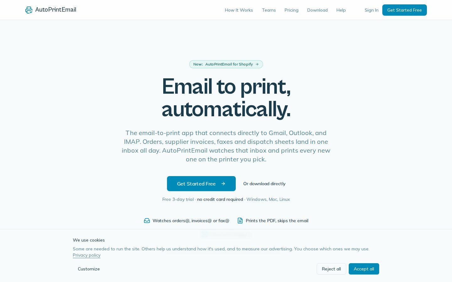 AutoPrintEmail screenshot
