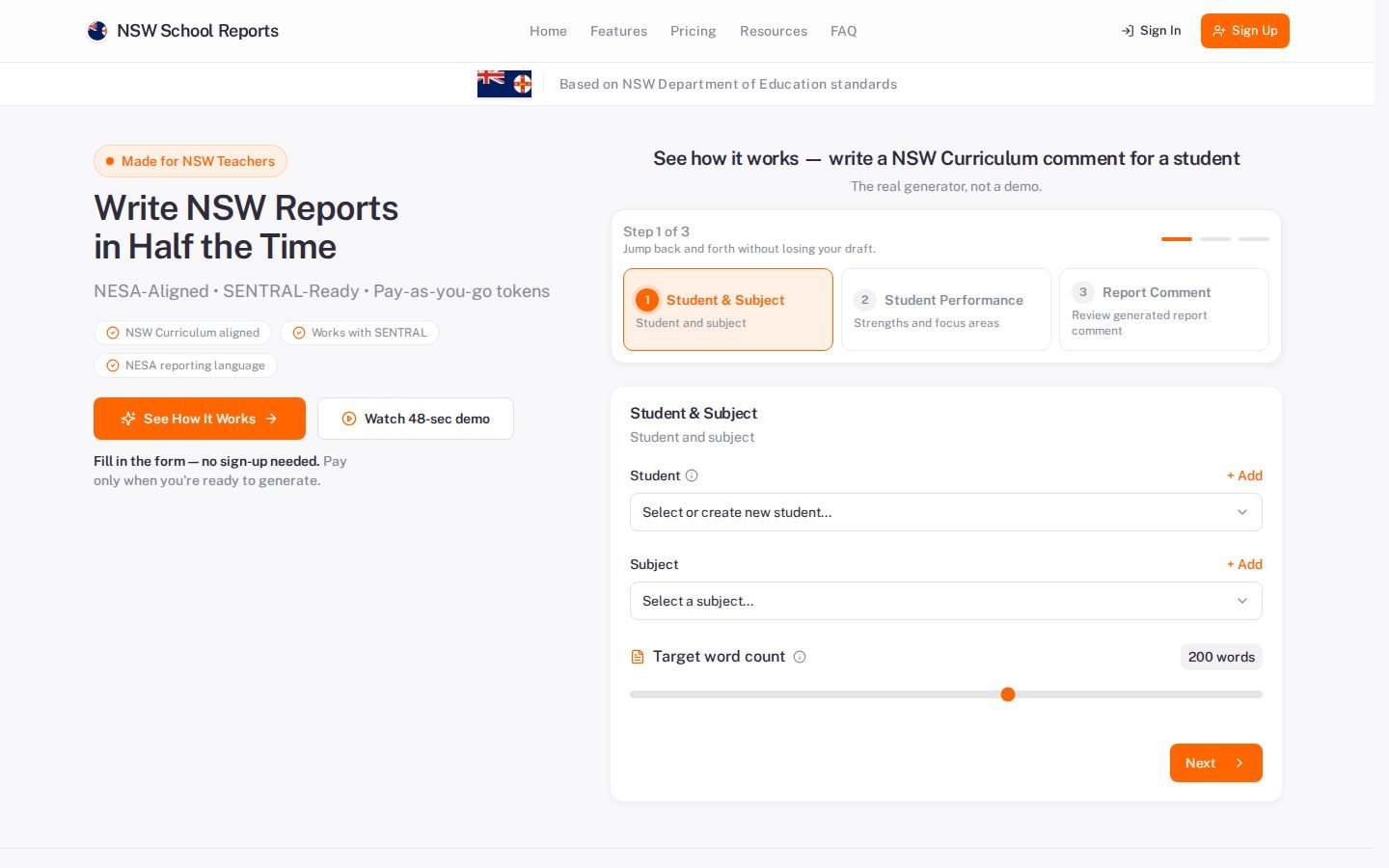 NSW School Reports screenshot