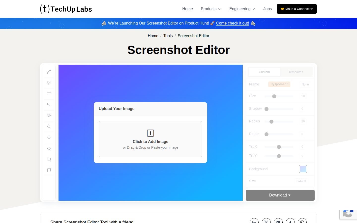 TechUp Labs Screenshot Editor screenshot