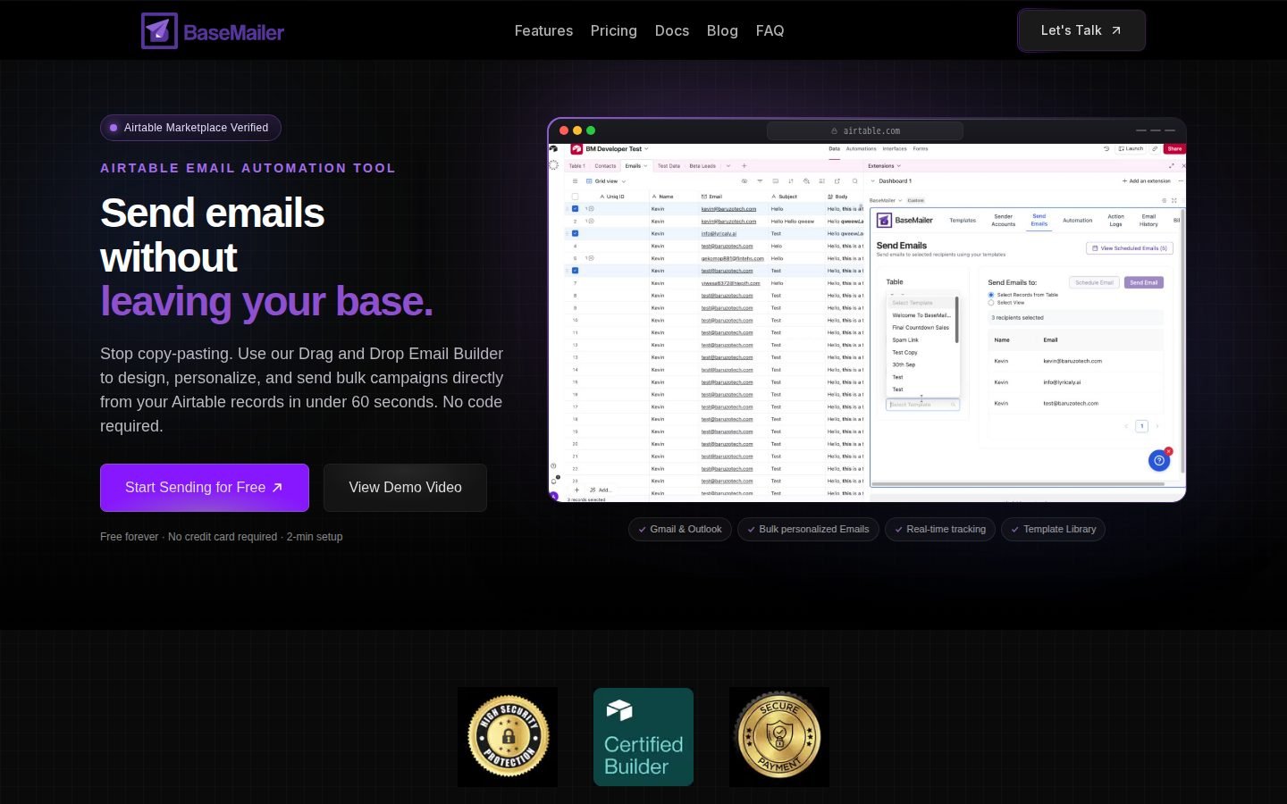 BaseMailer screenshot