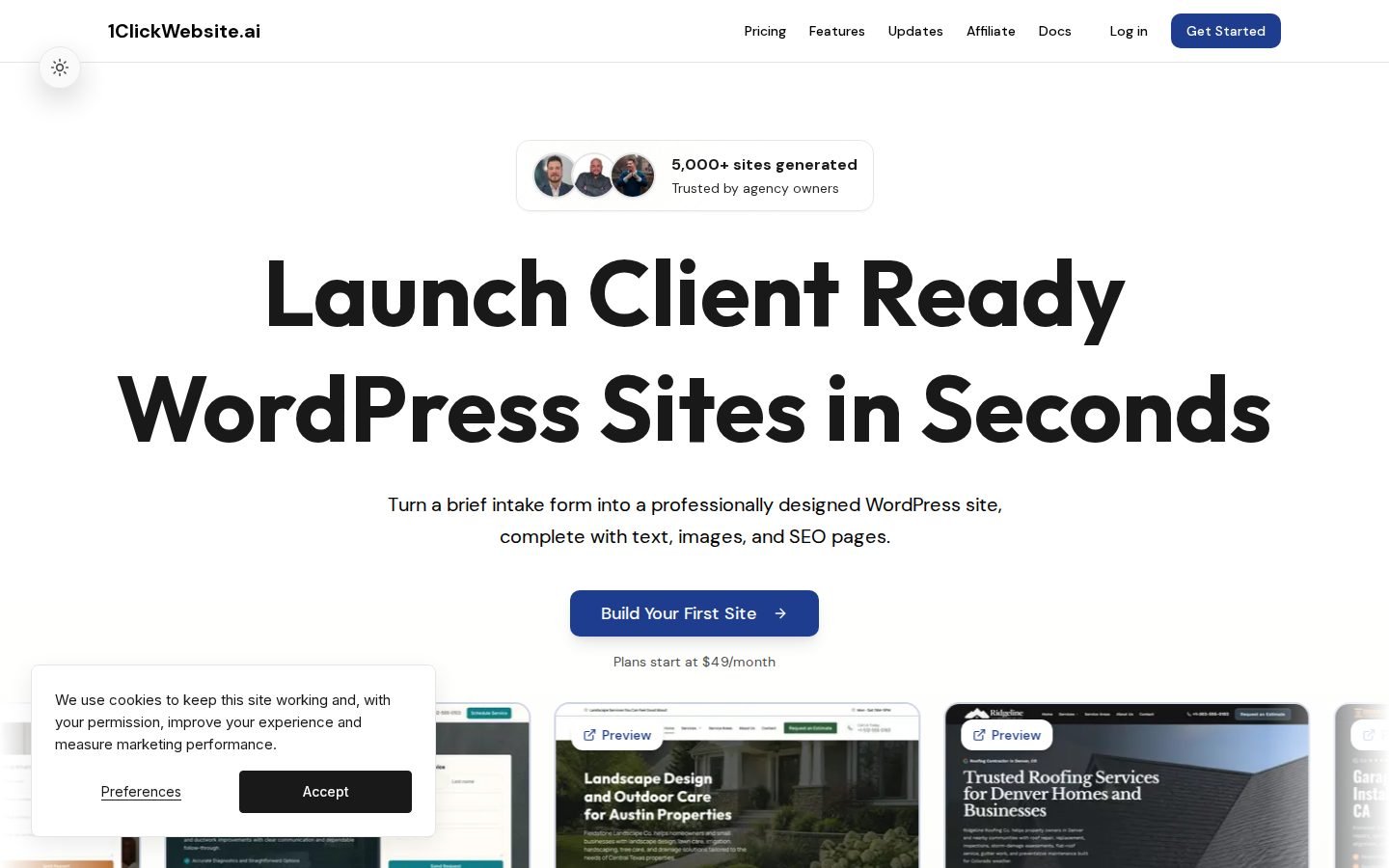 1ClickWebsite.ai screenshot