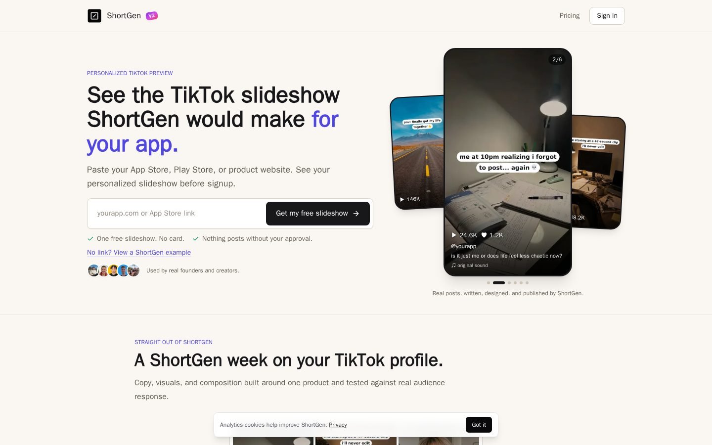 ShortGen screenshot