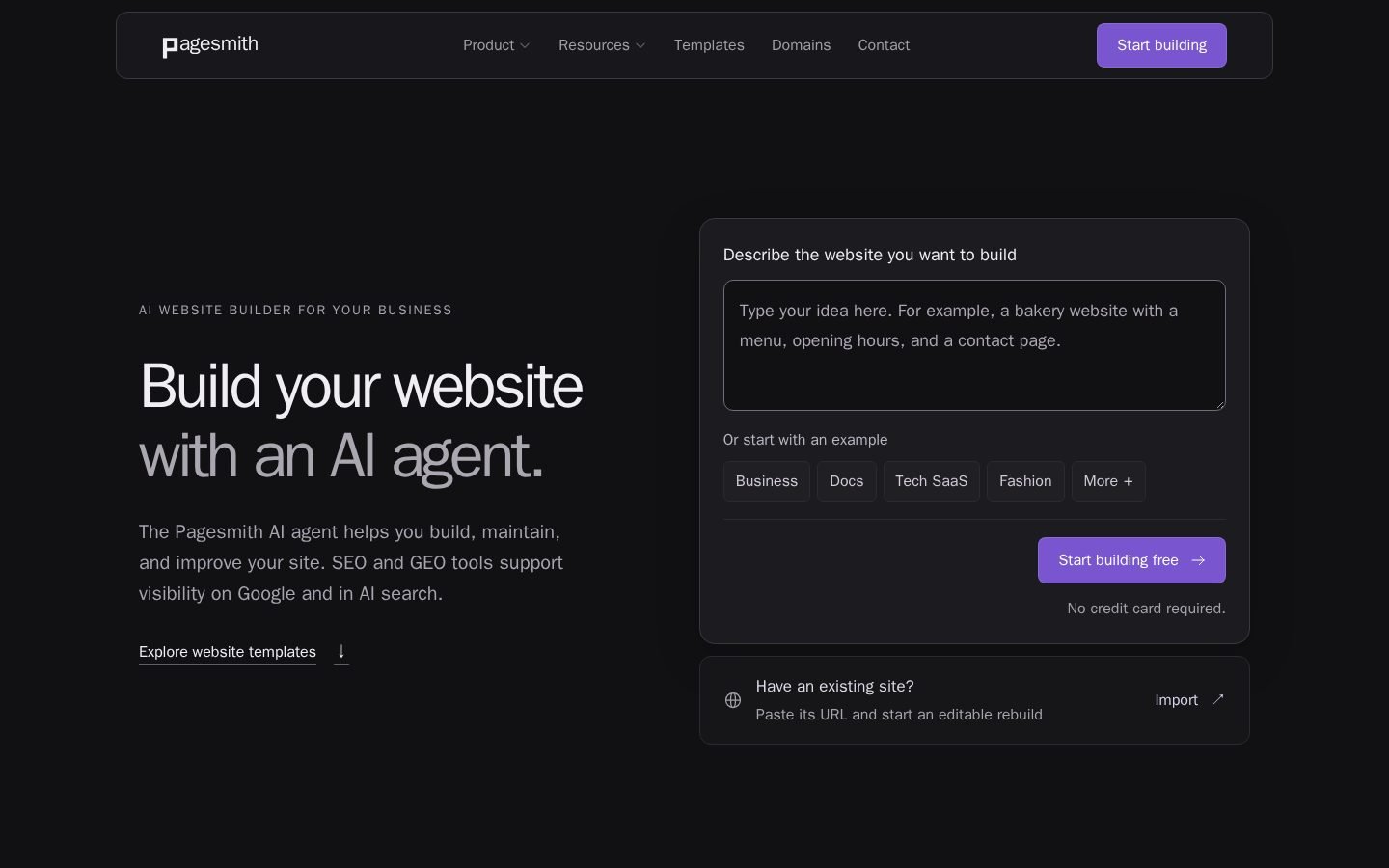 Pagesmith.ai screenshot