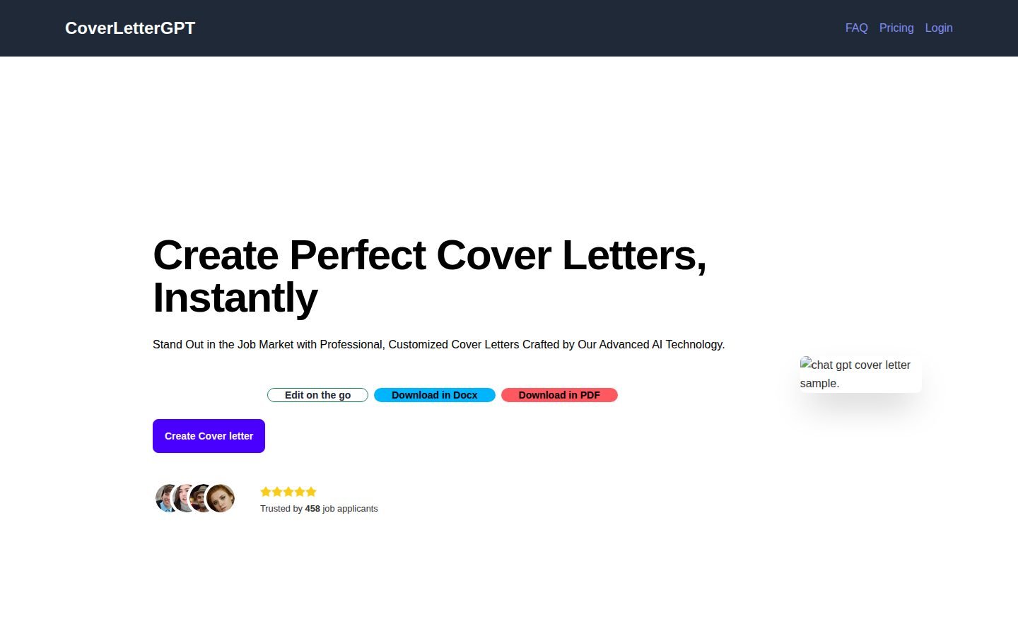 CoverLetterGPT screenshot