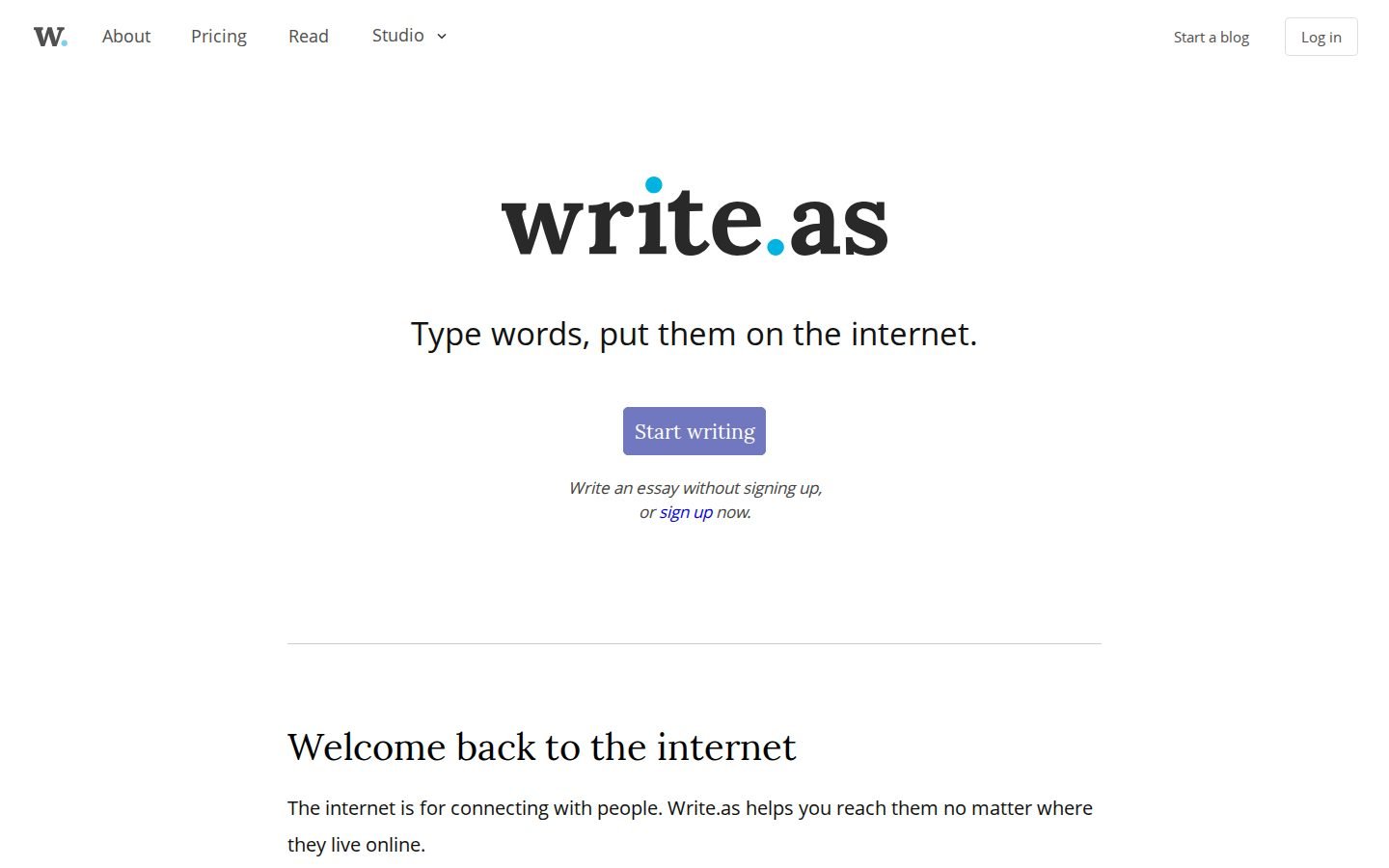 Write.as screenshot