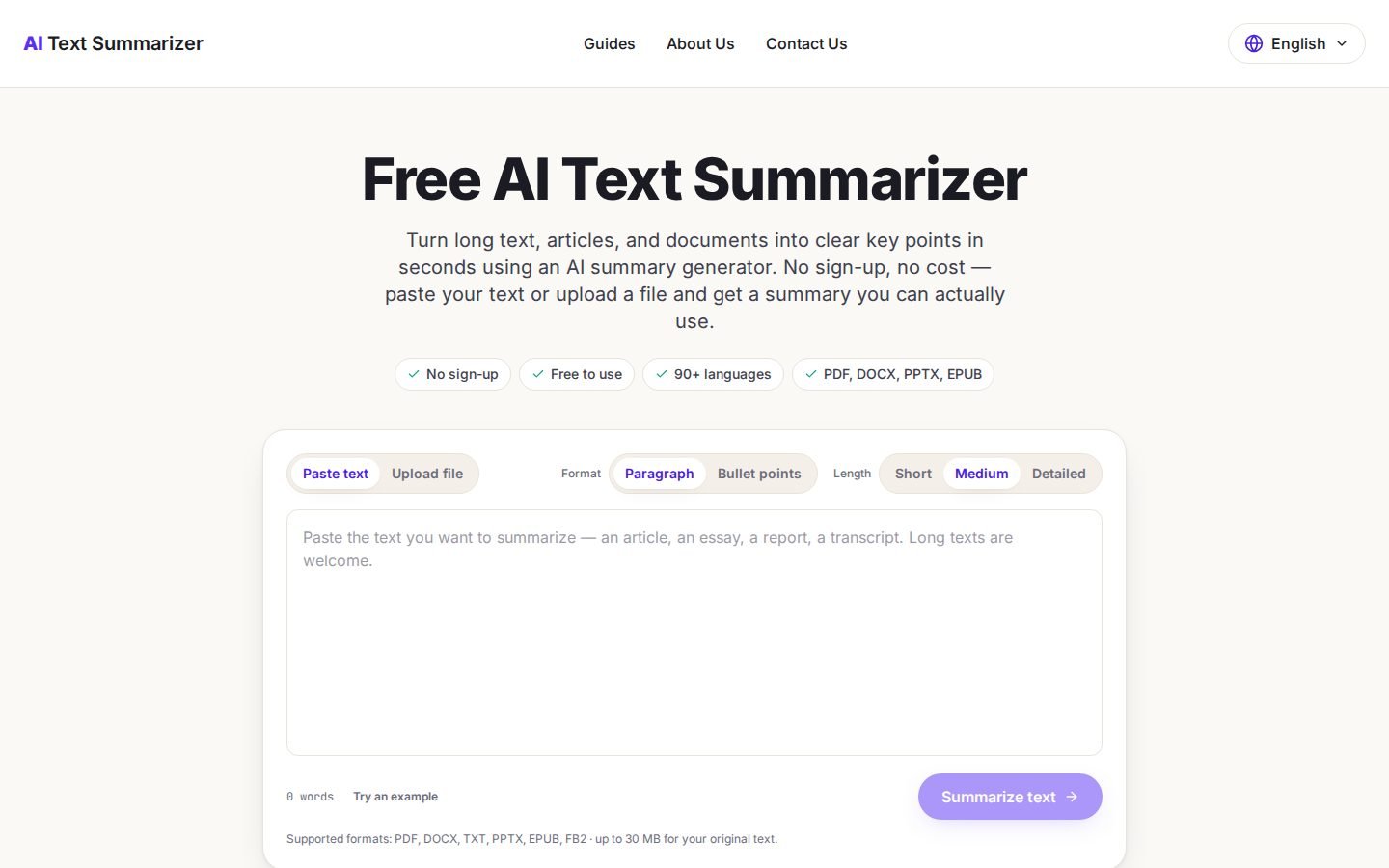 AI Text Summarizer screenshot