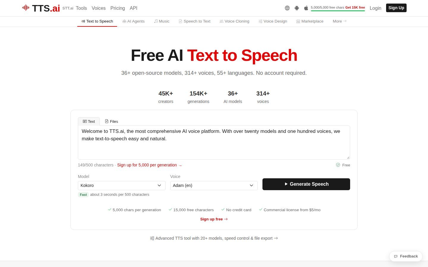 TTS.ai screenshot