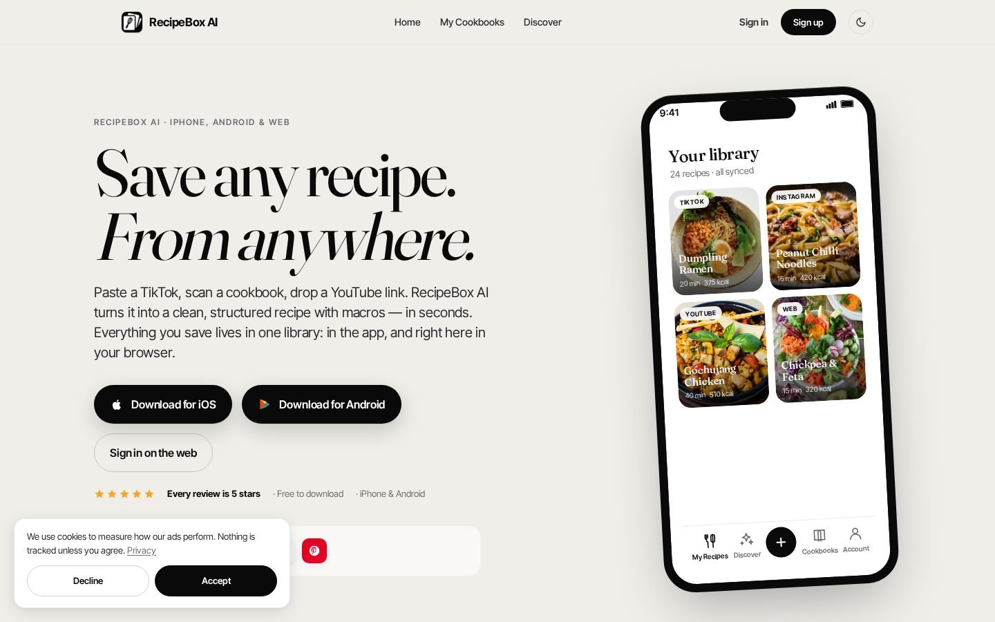 RecipeBox AI screenshot