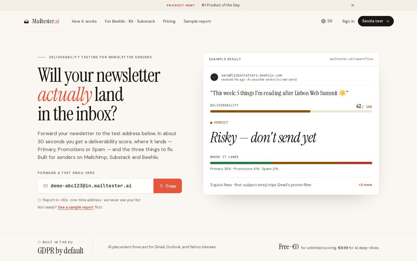 MailTester.AI screenshot