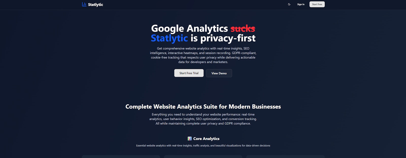 Statlytic – Privacy-First Analytics screenshot 1